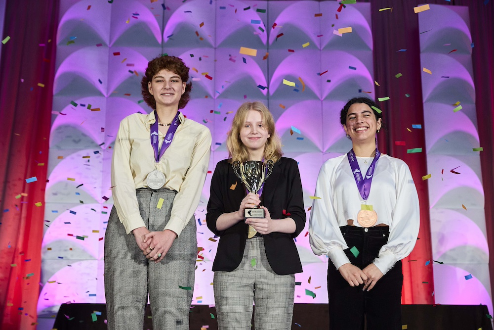 2024 ACP US Champs  Left to Right Sophie de Winter, Virginia (2nd), Kristina Mohr, Illinois (1st), Paola Leal, Georgia (3rd)